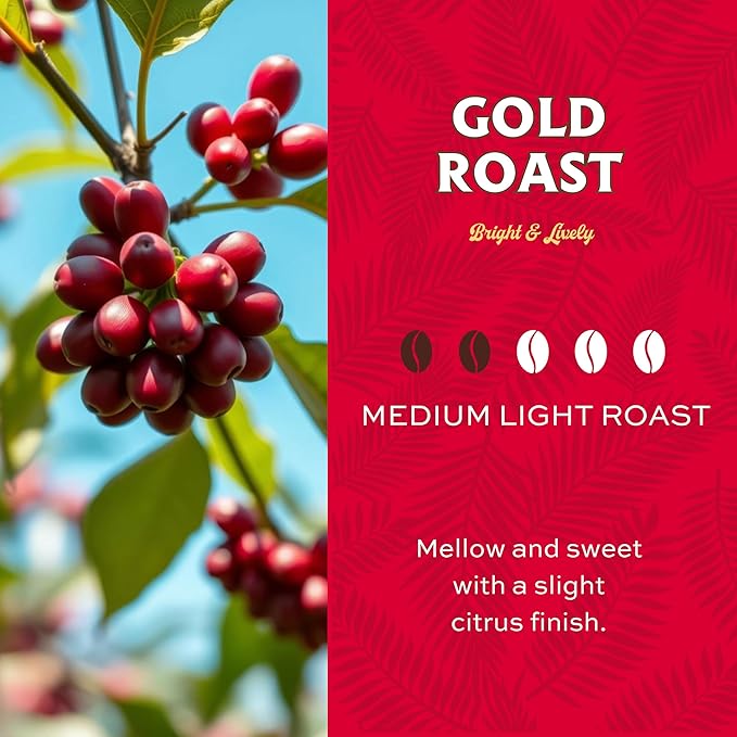 Lion Coffee Gold Roast Ground Coffee, Medium-Light Roast, A Taste of Aloha - 10 Ounce Bag