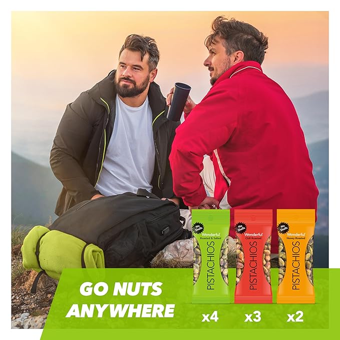 Wonderful Pistachios No Shells, 3 Flavors Mixed Variety Pack of 9 (0.75 Ounce), Roasted & Salted Nuts (4), Chili (3), Honey (2), Protein Snacks, Gluten Free, Pantry Staples, Healthy Snacks Variety Pack for Adults, Stocking Stuffers