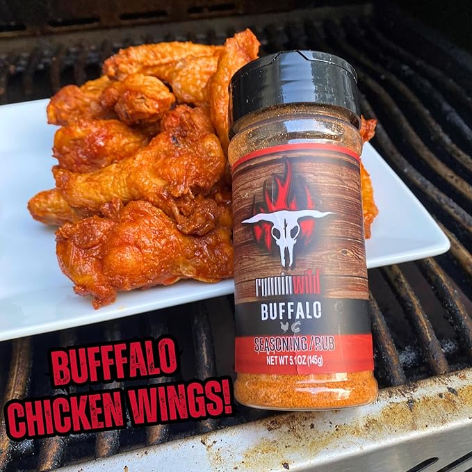 Runnin??Wild Buffalo Wing Seasoning ??Mouthwatering Buffalo Flavor Spice Rub for Chicken, Fries, Popcorn & Game-Day Snacks | Bold Gourmet Blend, No Artificial Flavors or MSG added - 5.1oz