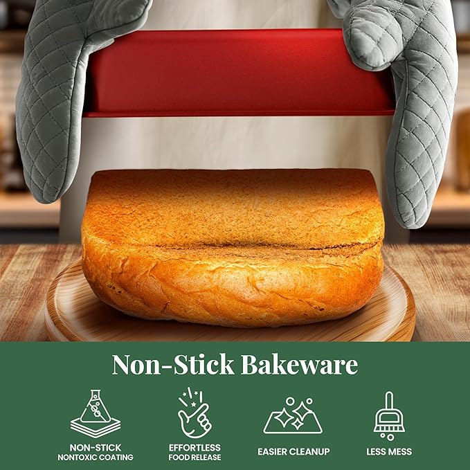 Larder & Vine 8-Piece Bakeware Set | Non-Stick Baking Set with Ceramic Finish | PFAS, PFOA, PTFE, and BPA Free Baking Essentials | Baking Sheets, Muffin Tins and Assorted Baking Pans | Cabernet