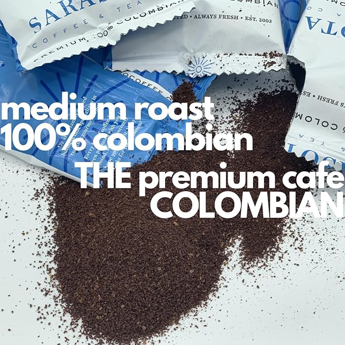 Sarasota Coffee Ground Packets | Gourmet Colombian Medium Roast Ground Coffee Packs | Columbian | Low Acid Mold Free Individual Single Pot Pouches for 12 Cup Coffee Maker | 2 Ounce Bags, 12 Count