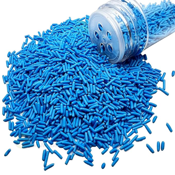 SE Si&Moos Blue Sprinkles Edible Blue Jimmies Soft Jimmy Sprinkles Halloween Cake Decorations Christmas Cookie Decorations for Topping Ice Cream, Cookies, Cakes, Cupcakes, Dessert Decorating 2.75 OZ