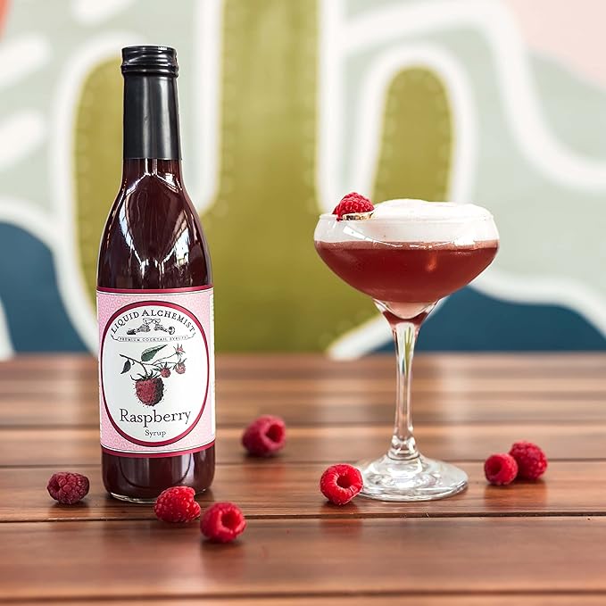 Liquid Alchemist Raspberry Syrup for Drinks - Real Ingredients Make the Perfect Summer Cocktail or Margarita Mix - Our Raspberry Cocktail Syrup is Non-GMO & Vegan (12.7 oz)