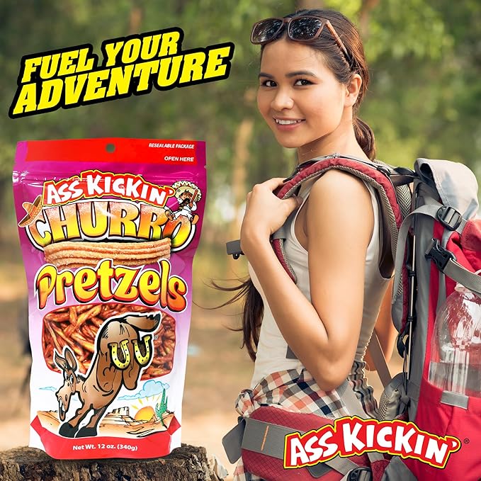 ASS KICKIN??Pretzels 12 Ounce Size Flavor Pack Seasoned Pretzel Twists (12oz, Churro)