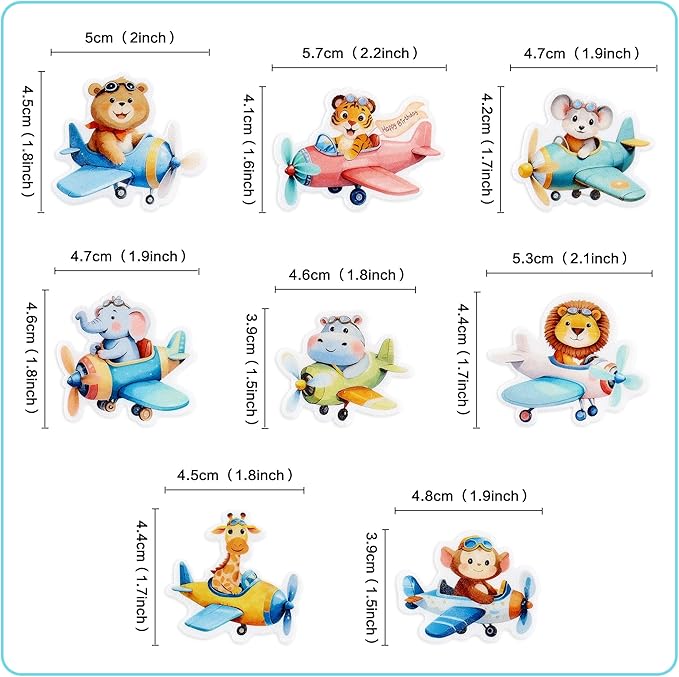 40Pcs Edible Airplane Cupcake Toppers Wafer Paper Animal Birthday Decorations Cupcake Toppers for Kids Boys Girls Cute Animal Theme Baby Shower Kids Boys Party Decorations