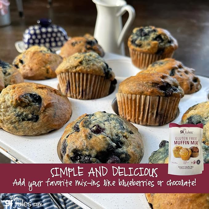 gfJules Certified Gluten Free Muffin Baking Mix | No Grit, Non-GMO, Vegan | Certified Top 9 Allergen-Free & Kosher | Makes 15 Muffins | 14 Ounces, Pack of 12