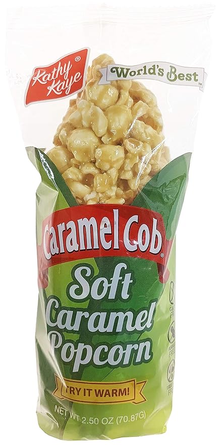 Caramel Cob Soft Caramel Popcorn ??16 Individually Wrapped 2.5 oz Bars ??Gluten-Free, Peanut & Tree Nut-Free ??Microwaveable for Warm, Gooey Taste ??Made in the USA ??Classic Sweet Snack