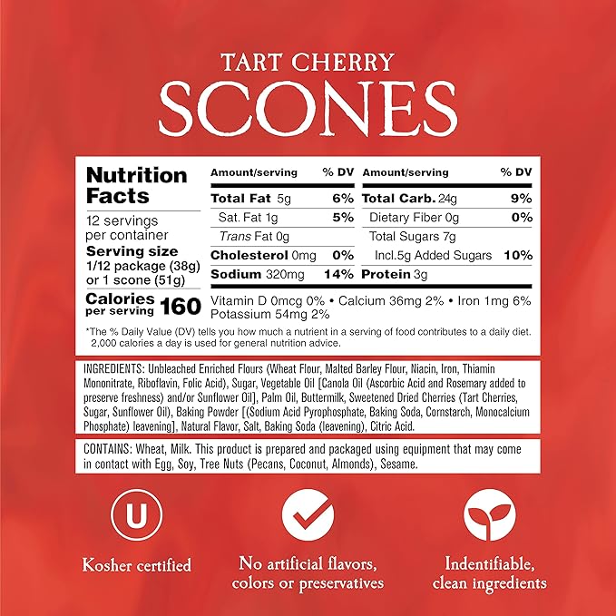 English Scone Mix, Tart Cherries by Sticky Fingers Bakeries ??Easy to Make English Scones Fresh Baked, Makes 12 Scones (1pk)