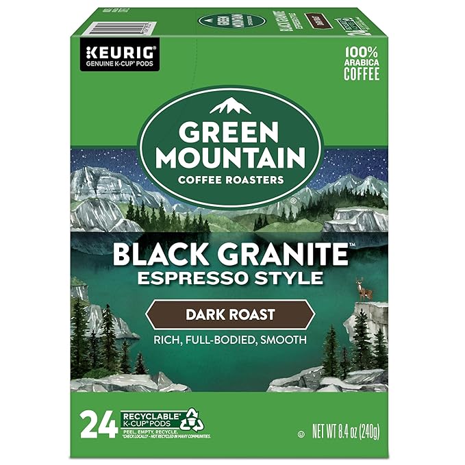 Green Mountain Coffee Roasters Black Granite, Keurig Single Serve K-Cup Pods, Espresso Style Dark Roast, 96 Count