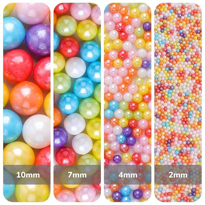 Colored Pearl Sprinkles for Cake Decorating, 11.3 Oz Edible Pearls Sugar Gift Box Set for Baking Cookie Ice Cream Cupcake Toppings