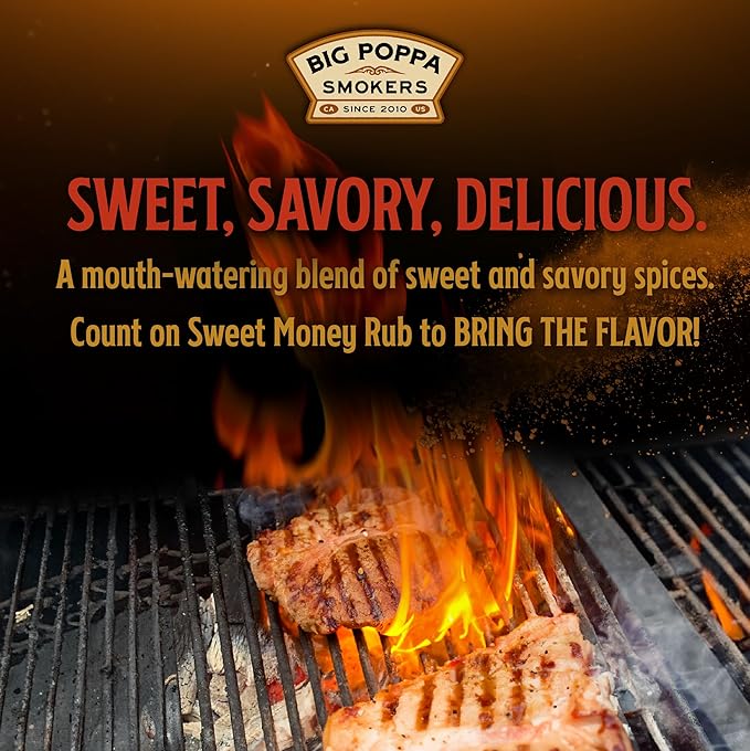 Big Poppa’s Sweet Money BBQ Rub — Award Winning Pork BBQ Rub — Gluten-Free Spice Mix — Dry Rubs for Smoking and Grilling with Granulated Honey (3 Pack Bundle)