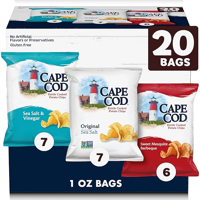 Cape Cod Potato Chips Variety Pack, 1 Oz, 20 Ct (Pack of 2)