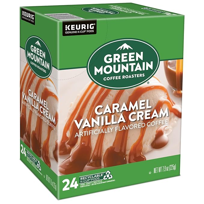 Green Mountain Coffee Roasters Caramel Vanilla Cream Coffee, Keurig Single-Serve K-Cup pods, Light Roast, 96 Count