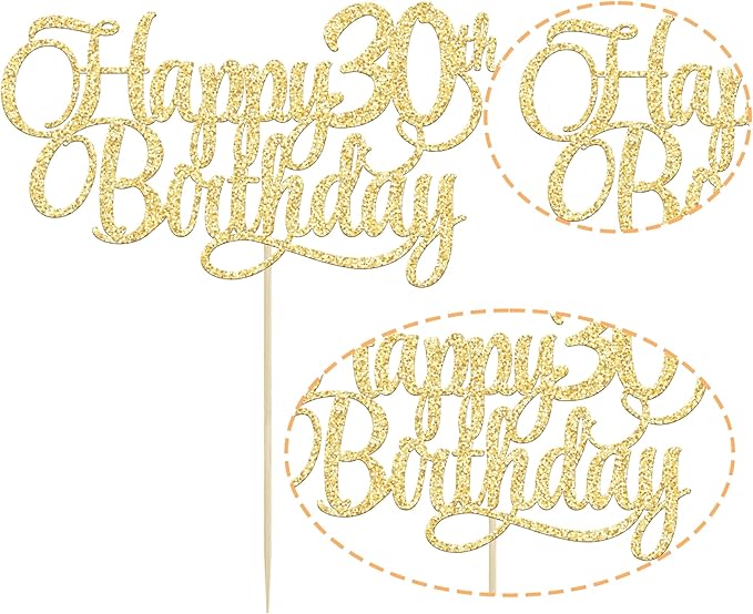 1 Pack Happy 30th Birthday Cake Topper Gold Glitter Number 30 Thirty Years Old Birthday Cake Pick Decoration For 30th Birthday Celebrating Anniversary Party Supplies
