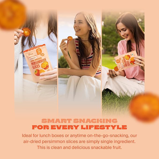 Whitney Jordan Naturals Air-Dried Persimmon Slices | Dried Fruit Snack Made from Real Persimmons | No Sugar Added, Gluten-Free, Vegan, Chewy Real Fruit for Clean Snacking | 16 Oz, Pack of 2