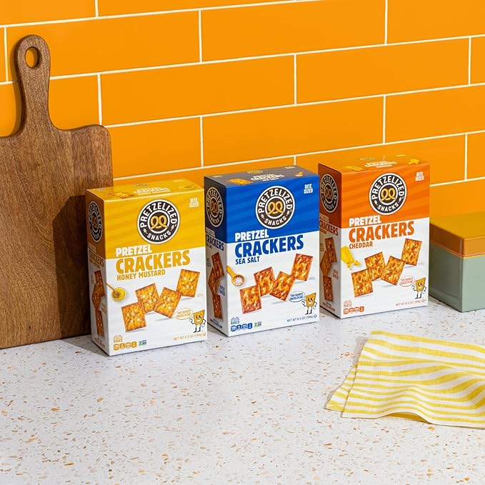 PRETZELIZED Snacks PRETZELIZED Pretzel Crackers, Sea Salt Flavored, 6.5oz Box (Pack of 12)