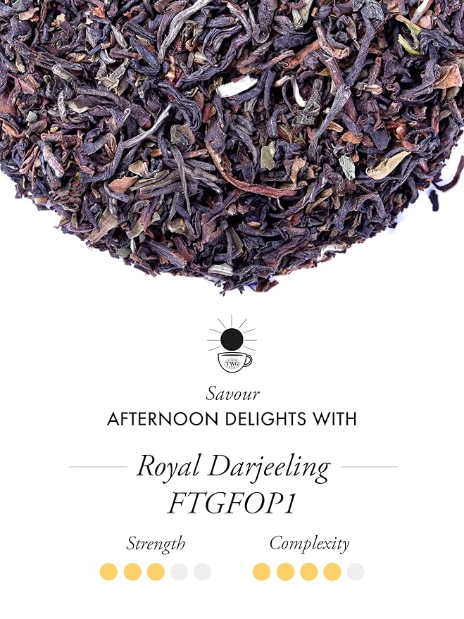 TWG Tea | Royal Darjeeling FTGFOP1 | Black Tea | Ripe Apricots | 15 Hand Sewn Cotton Tea Bags | Gift Set