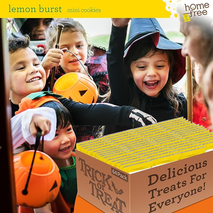 Homefree Treats You Can Trust Gluten Free Mini Cookies, Single Serve, Lemon Burst, 1.0 Ounce (Pack of 64)