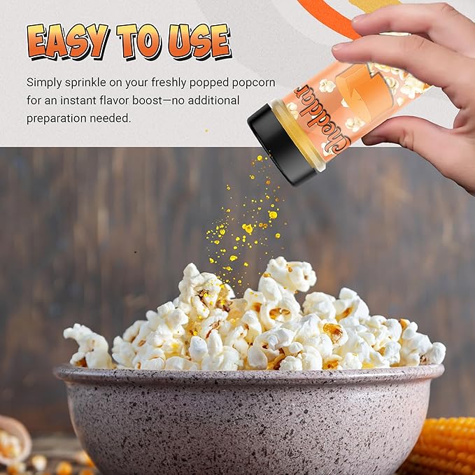 White Cheddar & Orange Cheddar Popcorn Seasoning Shaker ??2 Pack Bold Double Cheese Snack Blend ??Gourmet Sprinkle for Popcorn, Chips, Fries, Pasta, Vegetables, Baked Potatoes, Snacks, Party Bowls