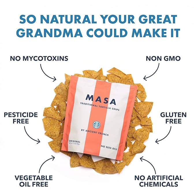 MASA CHIPS - Tortilla Chips Snack Pack - Seed Oil Free, Naturally Grown Corn Chips - Low Carb Snacks - Made with Grass Fed Tallow & Sea Salt - 2 Pack, 5 Ounce Each
