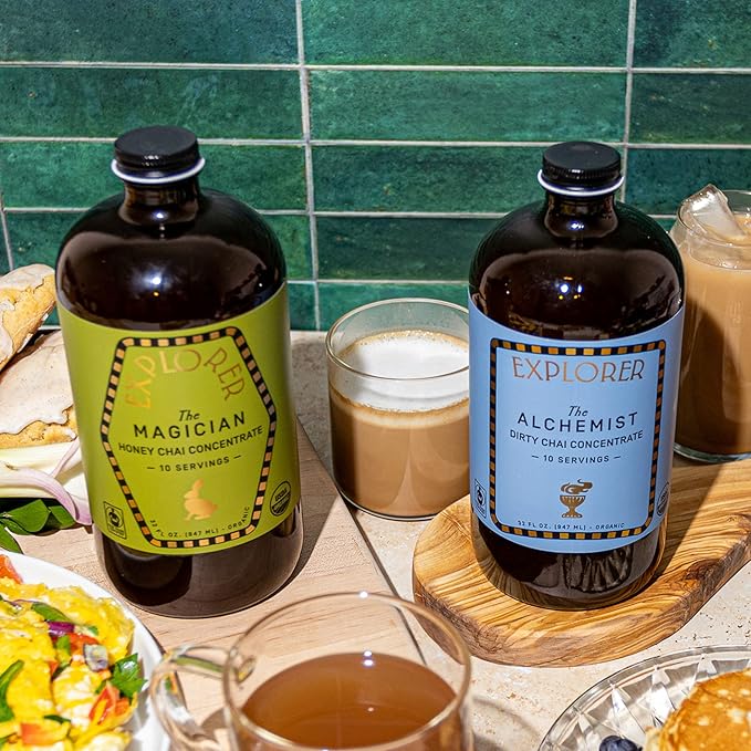 Explorer Organic Chai Tea Concentrate, Magician Spiced Honey, Drink Iced or Hot, 32 fl oz, Makes 8 Cups