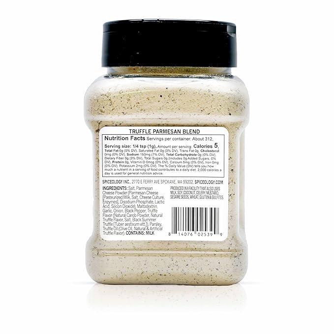 Spiceology ??Truffle Parmesan Salt & Seasoning ??Gourmet Blend of Black Truffle, Parmesan Cheese, Garlic & Herbs ??Ideal for Fries, Popcorn, Potatoes, Pasta & More ??11 oz