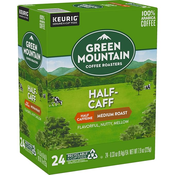 Green Mountain Coffee Roasters Half Caff Coffee, Keurig Single-Serve K-Cup pods, Medium Roast, 96 Count