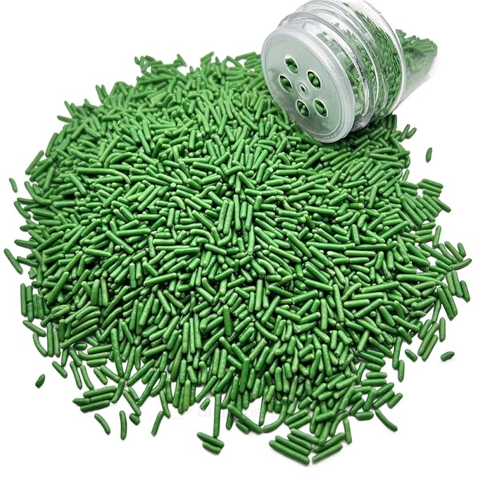 SE Si&Moos Green Sprinkles Edible Green Jimmies Soft Jimmy Sprinkles Halloween Cake Decorations Christmas Cookie Decorations for Topping Ice Cream, Cookies, Cakes, Cupcakes, Dessert Decorating 2.75 OZ