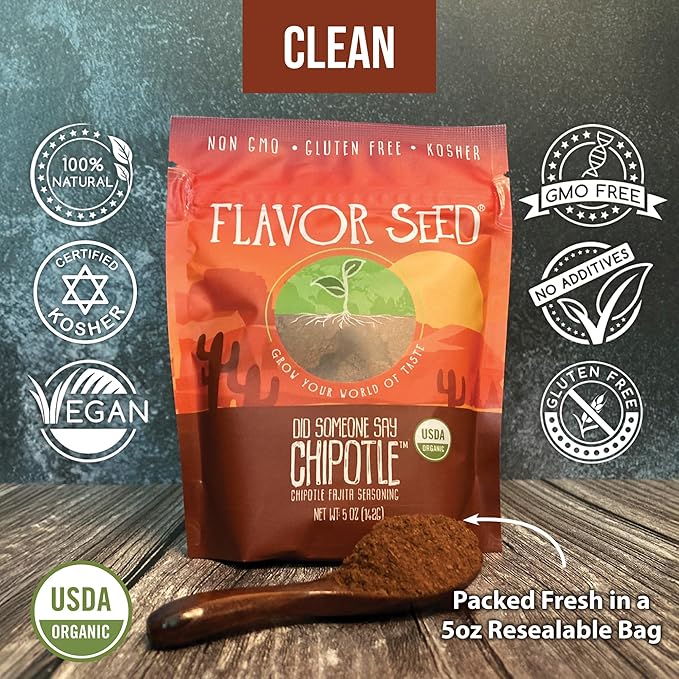 Flavor Seed Organic Fajita Seasoning, Did Someone Say Chipotle (Resealable Pouch)