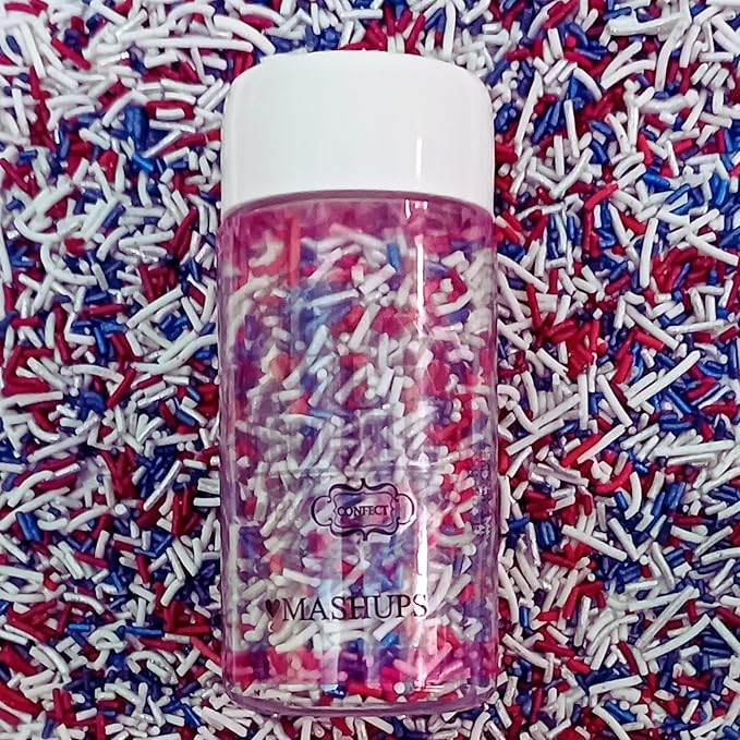 Confect Cake Mate Dessert Sprinkles ??Red, Navy Blue & White Vermicelli Sprinkles ??Edible Toppings for Cake Decorating, Cupcakes, Cookies & Ice Cream | Vegan, Gluten-Free, Soy-Free, Dairy-Free, Palm Oil-Free- 4.2 Oz
