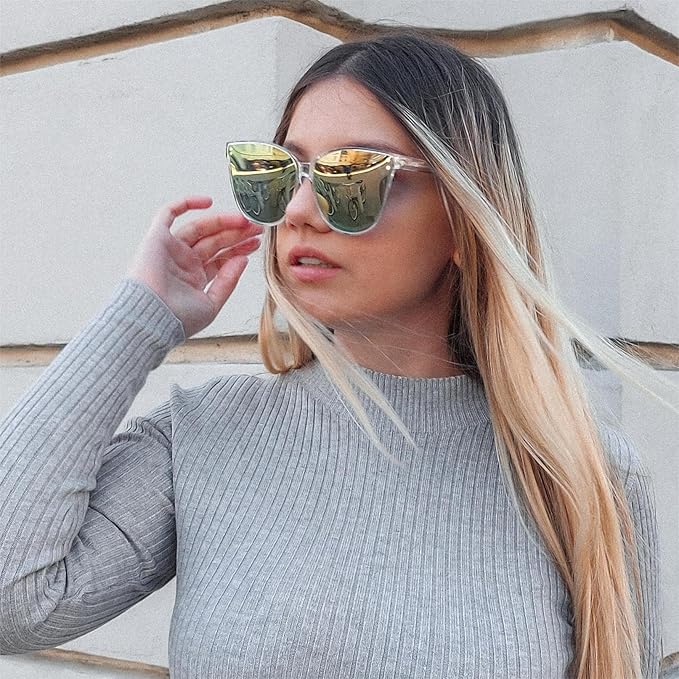 LVIOE Oversized Polarized Sunglasses for Women Trendy Large Cat Eye UV Protection Shade LS1627s