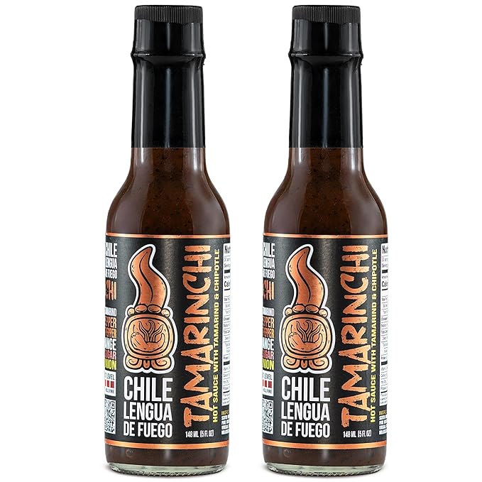 Hot Sauce | Chile Lengua de Fuego (Pack of 2, Tamarinchi) – Mild Tamarind & Chipotle Hot Sauce with Citrus & Garlic, Sweet Smoky Gourmet Sauce