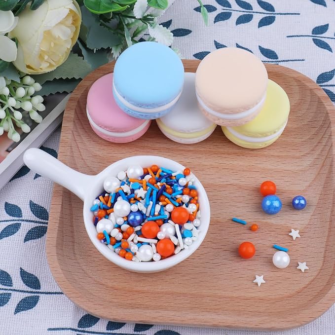 Orange and Blue Sprinkles for Cake Decorating, Edible Pearl and Jimmies Mix, Perfect for Cake Decorations, Baking, Ice Cream, Cookies, Cupcake Toppers