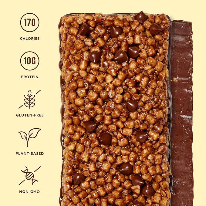 Mezcla Puff Crispy Protein Bars, Gluten Free & Vegan Protein Bars, 10g Protein, Alt for Crispy Rice Treat, Granola Bars & Breakfast Bars, Healthy Snacks for Adults, Almond Butter Chocolate, 12 Pack