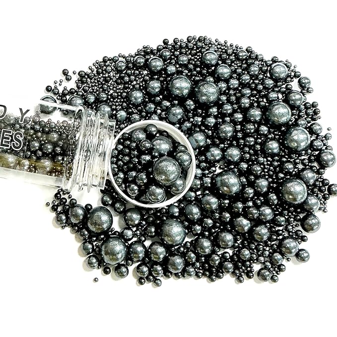 Sprinkles Edible Black Pearl Sugar Sprinkles Candy 142g/5.01oz Mix Size Black Pearls Baking Cupcake Toppers Cookie Ice Cream Decorations for Wedding Parties Valentines Day Halloween Christmas