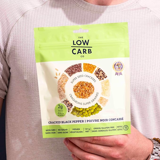Super Seed Crackers, Gluten Free & Keto Friendly Healthy Snacks, Vegan, Zero Sugar, Paleo & Diabetic Friendly, Nut Free, 20g High Protein, 18g High Fiber, 3.56oz Each, 3-Pack, Cracked Black Pepper