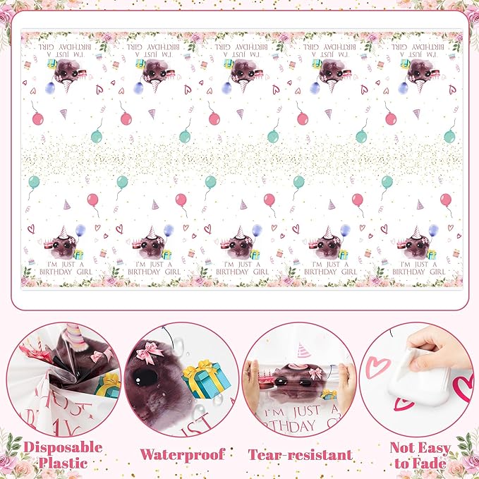 Hamster Party Tablecloths - 3Pcs Cute Hamster Party Table Covers Decorations, Birthday Girl Themed Rectangular Plastic Disposable Table Cloth for Kids Birthday Baby Shower Animals Theme Event Supplies