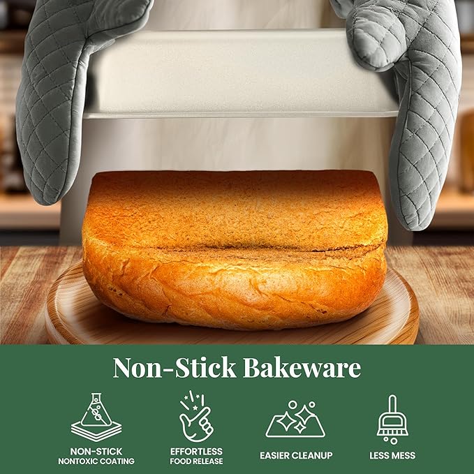 Larder & Vine 8-Piece Bakeware Set | Non-Stick Baking Set with Ceramic Finish | PFAS, PFOA, PTFE, and BPA Free Baking Essentials | Baking Sheets, Muffin Tins and Assorted Baking Pans | French Gray