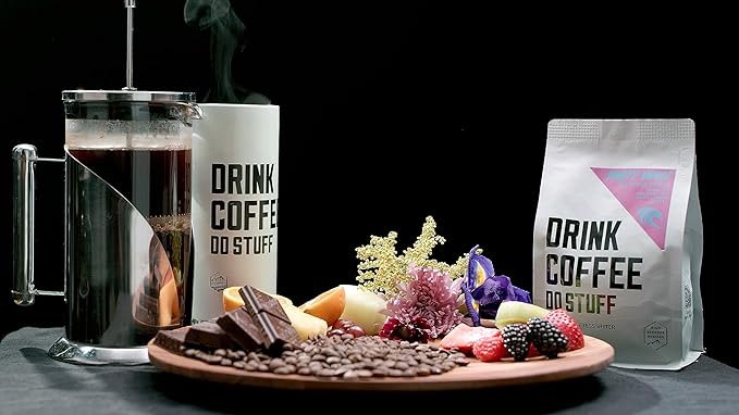 DRINK COFFEE DO STUFF, Party Wave, Whole Bean, Medium Roast, Sweet, Chocolate, Caffeine, Organic, Lake Tahoe Coffee