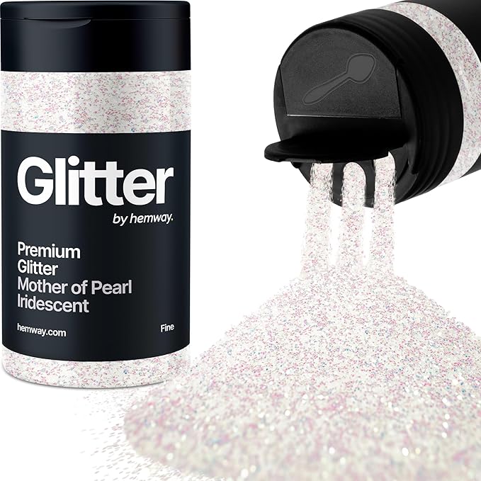Hemway Premium Glitter Shaker - Mother of Pearl Iridescent | 130g Fine Metallic Flake Sequins for Resin & Epoxy Crafts | Craft Supplies for Tumblers, Festival, Art