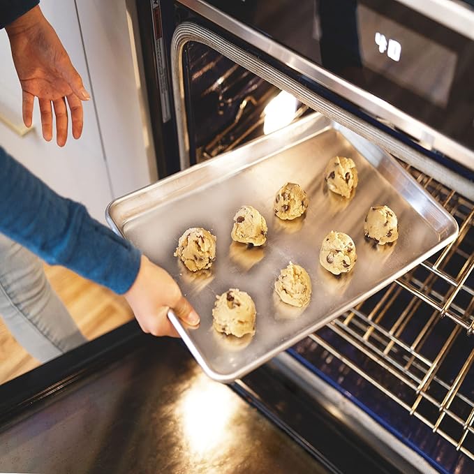 KITCHENATICS Jelly Roll Size Baking Sheet Pans, Premium Quality Aluminum Cookie Sheets for Roasting & Baking, Rimmed Nonstick Sheet Pans - Warp Free, Durable & Easy Clean - 10.6" x 15.6" IN, Set of 2
