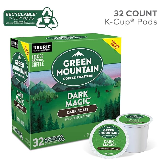Green Mountain Coffee Roaster Dark Magic Keurig Single-Serve K-Cup Pods, Dark Roast Coffee, 32 Count