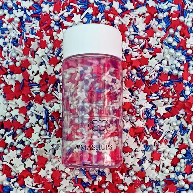 Confect Cake Mate Edible Sprinkles ??Red, White, Navy blue & Silver Star, Pearl Dragees ??Vegan Cake and Cupcake Decorating Toppings for Cookies & Ice Cream | Vegan, Gluten-Free, Soy-Free, Dairy-Free, Palm Oil-Free- 4.2 Oz