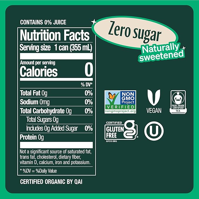 Zevia Organic Sugar Free Iced Tea, Tea Refresher Variety Pack, 12 Ounce Cans (Pack of 12)