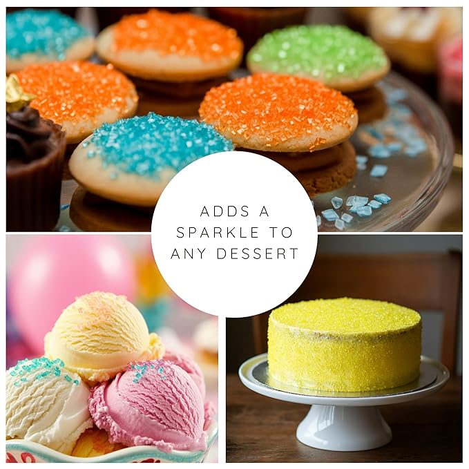 Bakerpan Sugar Sprinkles for Baking - 7 Ounce Lemon Yellow Decorating Sugar Crystals for Cookies, Cake Pops, Ice Cream (Made in USA)