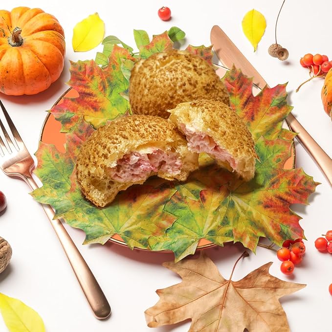 100 Pieces Parchment Fall Leaves Thanksgiving Cheese Paper Parchment Autumn Leaves Double Sided Decorative Paper 4 Inch Table Decorations for Thanksgiving Party Dinner Food Accessories (Green)