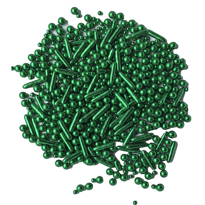 Sprinkles Green Pearl Sugar Candy Mix Size Baking Cake Decorations Cupcake Toppers Celebrations Shaker Jar Wedding Shower Party (120g/4.2oz竊?"<div>