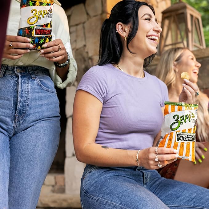 Zapp's New Orleans Voodoo Potato Chips, 42 Count - Crunchy, Gluten Free Snack with Salt, Vinegar, and Smoky BBQ Flavors