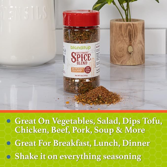 Southwest Spice Blend | Gourmet Spices with Sea Salt | Healthy to Add to Any Dish | Low Sodium, No Gluten, No MSG, No-Sugar | 5oz