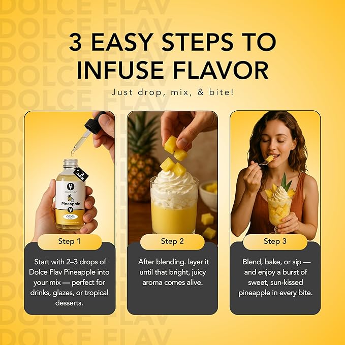 Dolce Flav Pineapple Extract ??2 Ounce Oil-Soluble Kosher, Sugar-Free, Concentrated Tropical Flavor for Candy, Chocolates & Desserts, Includes Measured Dropper